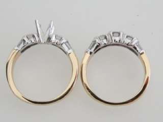   Yellow & White Gold Semi Set Diamond Engagement Ring and Band  