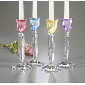  MIKASA LEAD CRYSTAL BLUE TULIP CANDLE STICK Everything 