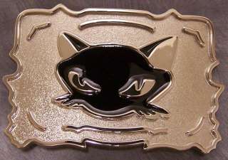 Pewter Belt Buckle Animal Black Cat NEW  