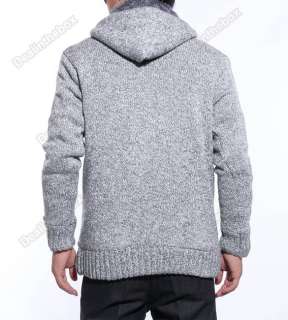Fashion Mens Double Zipper Design Wool Knitted Sweater Hoodie Jacket 