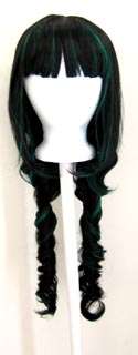 wig 25 curly dead master cut sea green and black