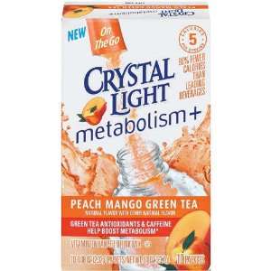 Crystal Light On the Go Metabolism Peach Mango Green Tea, 10 Count 