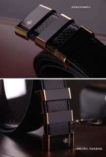 RRP100$ Luxury Mens Black Belts Genuine Leather Classic Golden Buckle 