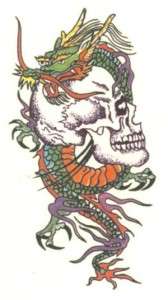 Dragon Skull Extra large Awesome Temporary Tattoo  