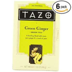 Tazo Green Ginger Green Tea, 20 Count Tea Bags (Pack of 6)  