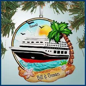  Personalized Christmas Ornaments   Cruise Ship Near Beach 