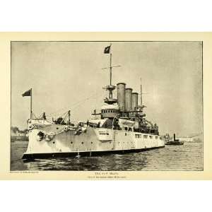  1903 Print Maine Ship US Navy Pre dreadnought Battleship 
