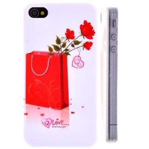   Red Color Gift Box Pattern Hard Case for iPhone 4 4G 