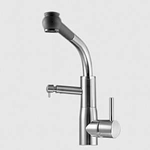 Systema, Deck Mounted Kitchen Faucet with 8 Spout and integrated soap 