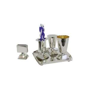  Sterling Silver Havdalah Set with Tetrahedral Bases and 