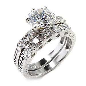  Womens Young Line Clear Cubic Zirconia Rhodium Ring, Size 