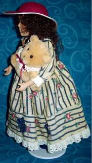 Collectible Porcelain Doll Curly Brown Hair/Blue Eyes  