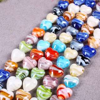   Lampwork Glass Loose Bead Finding Strips Oval Coin Ball Love Heart