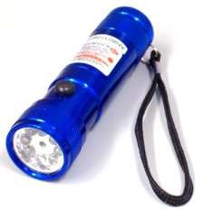LED Blue Metal Body Flashlight w/Laser Pointer  
