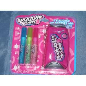  Bubble Yum Flavored Lip Gloss (3) and Carrying Case 