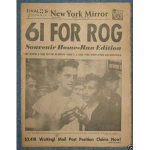  Complete Newspaper Reprint   Roger Mariss 61st Home Run 