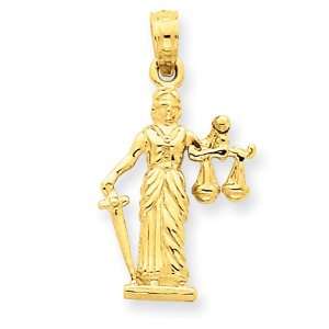  14k 3 D Lady of Justice w/Moveable Scales Pendant Jewelry
