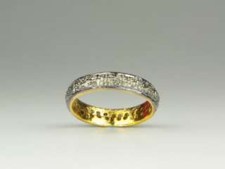   Victorian Style Rose Cut Diamond Gold Silver Eternity Ring 1.8ct RCR3
