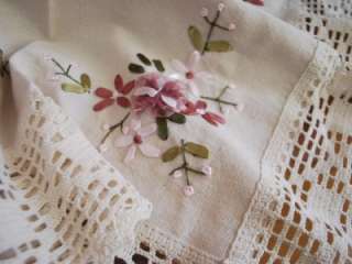Ribbon Embroidery Crochet Lace Table Topper S Cream  
