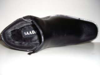 SAADAT ITALIAN Design Black Mens Shoes Boots Size 7.5  