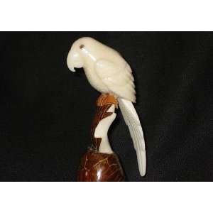  Ivory Parrot Tagua Nut Figurine Carving, 4 x 1.2 x 1.2 