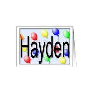  Haydens Birthday Invitation, Party Balloons Card Toys 