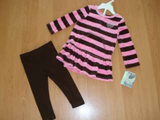 Infant Girls Pink/Brown Velor Top w/ Brown Cottn Leggin  