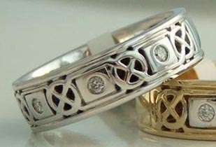 14K White Gold Irish Celtic Knot Diamond Wedding Ring SIZE SHANORE 