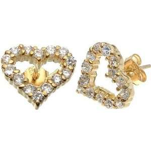   Gold Plated Solid Sterling Silver CZ Heart Earrings JSP Jewelry