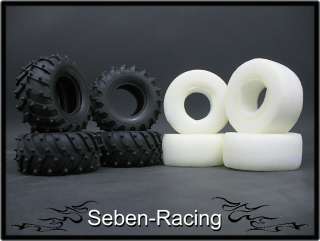 4xMonster Tyres Tires +4x Inserts 1/10 Seben R1 Offroad  
