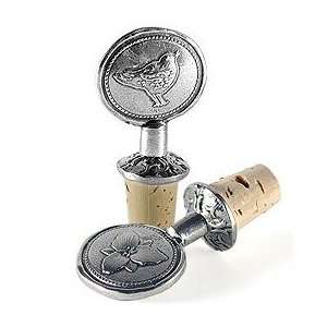  Trillium and Meadowlark Pewter Wine Stopper by Crosby and 