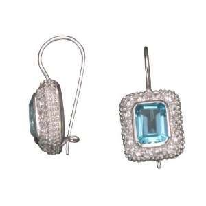 AND BLUE TOPAZ CLIP POST RHODIUM PLATED (.925) STERLING SILVER 