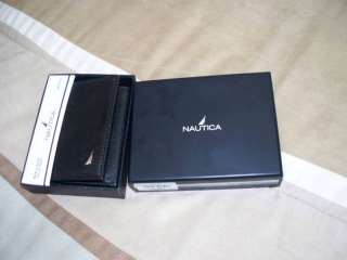Nautica Bowline Trifold Wallet Black Leather with Valet  