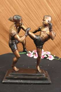 Thai Kick Boxer Bronze Sculpture Figurine Sport Statue Art Figure 
