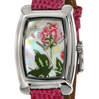 Croton Swiss Ladies Pink Lizard Strap/Mother of Pearl Flower Dial 