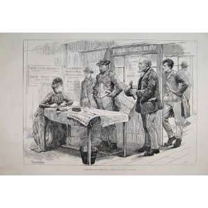  1887 Unemployment Office Chelsea Men Old Print