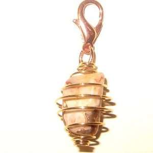 Agate Pendant 04 Crazy Lace Gold Crystal Cage Tumble Stone White 1.9