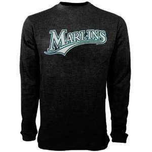  Florida Marlins Black Team Logo Long Sleeve Thermal T 