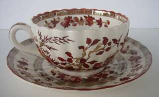 SPODE INDIAN TREE RUST FOOTED CUP(S) & SAUCER(S)  