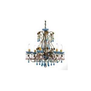   Light Single Tier Chandelier in Etruscan Gold with Sweet William