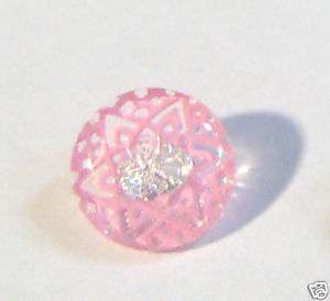 VTG 1/2 Pink Crystal Star Line Glass Buttons~1920  