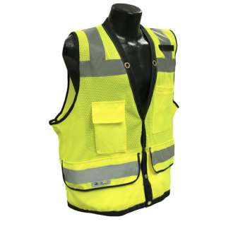 Safety Vest Class 2 Heavy Duty Surveyor Mesh with Twill Pockets Green 
