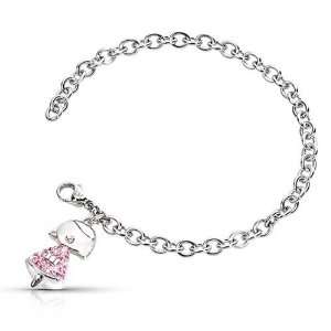 Morellato Ladies Bracelet in White Steel with Pink Crystals, form 