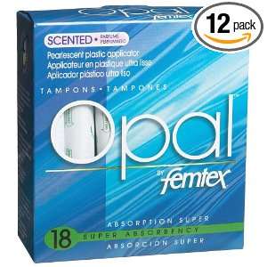 Femtex Opal Plastic Applicator Scented Tampons, Super Absorbency, 18 