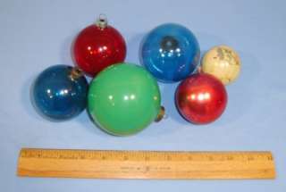 Vintage 1930s Glass Christmas Tree Ornaments X 6  