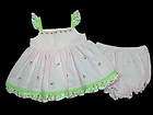   mo EMMA KATE Pink Green Gingham Seersucker Floral Summer Baby Dress