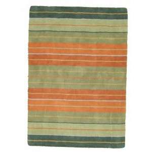  47 x 66 Green Hand Tufted Wool Indo Gabbeh Rug 