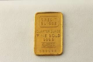 Credit Suisse 1/4 Ounce .999 Fine Gold Ingot Quarter OZ 24K Bar Gold 