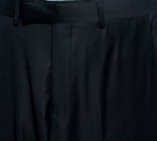 Enzo $1295 Solid Black 2BT 150s Wool Mens Dress suit  