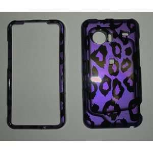Purple with Black Leopard Pattern Snap on Hard Skin Faceplate Cover 